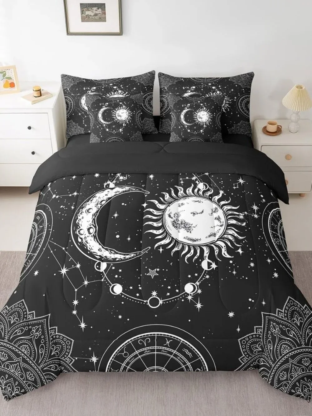 Sun Moon Constellation Comforter Set Twin Size Kids Boys Girls